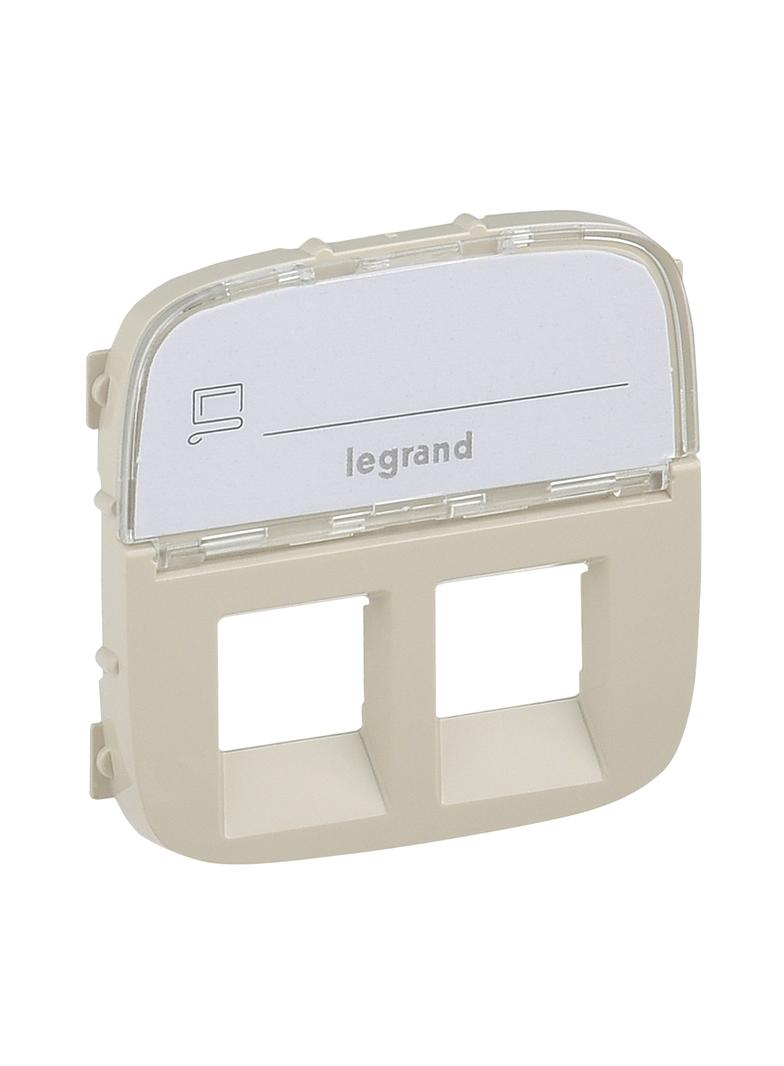 VALENA ALLURE - PLAKIETKA KREMOWA GNIAZDA PODWÓJNEGO 2XRJ11 LUB 2XRJ45 LUB RJ11/RJ45 Z ETYKIETĄ, Leg