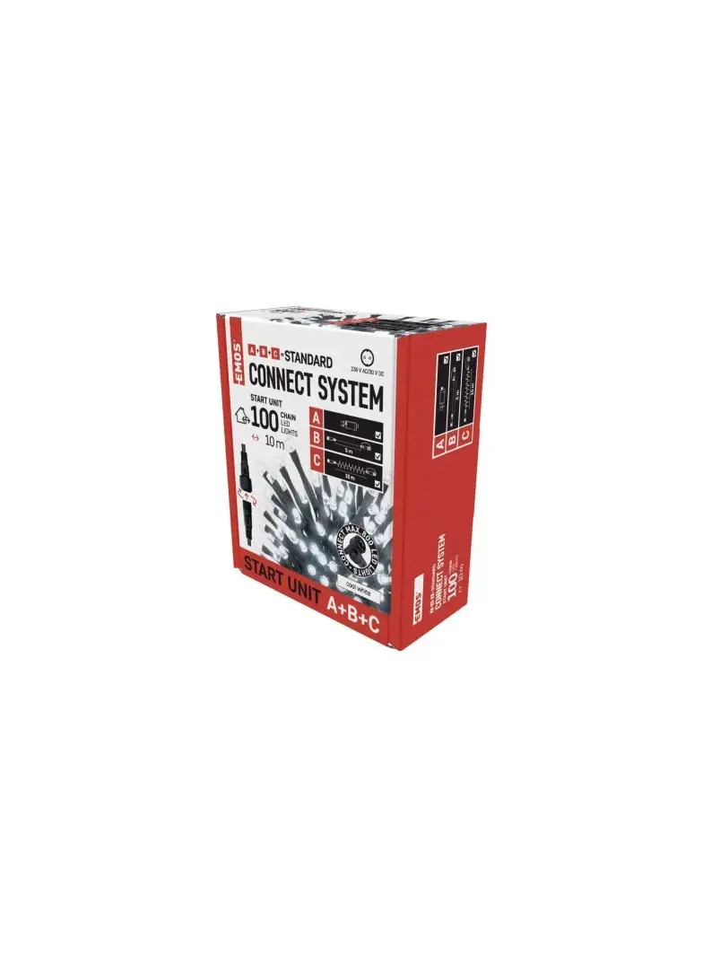 Oświetlenie łączone Standard - zestaw zasilacz + 100LED 10m zimna biel, IP44, timer