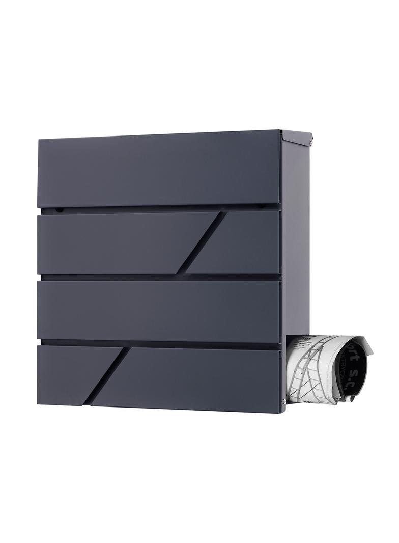 Skrzynka na listy PALAWAN z galwanizowanej stali z gazetnikiem, antracyt