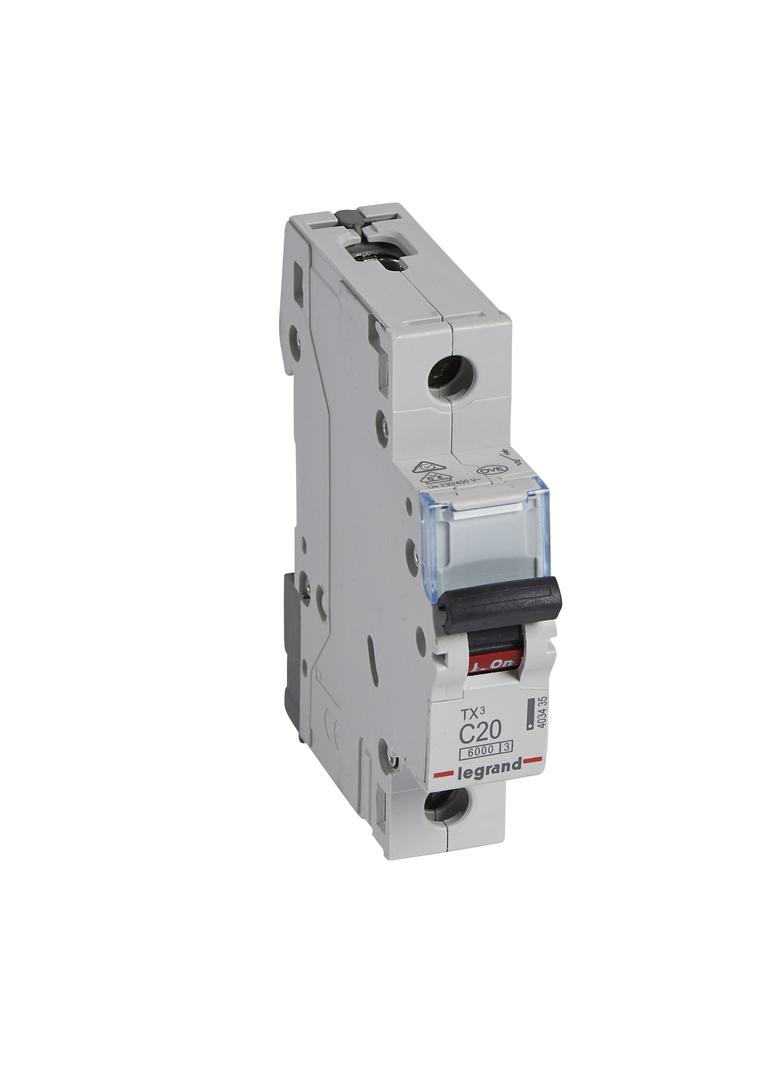 WYŁĄCZNIK NADPRĄDOWY S 301 1P C 20A 6000A SERII TX3, Legrand
