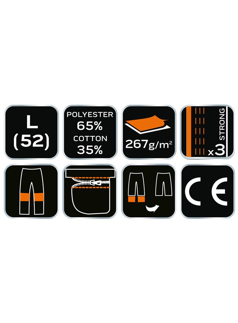 Spodnie robocze, rozmiar L/52, odpinane kieszenie i nogawki