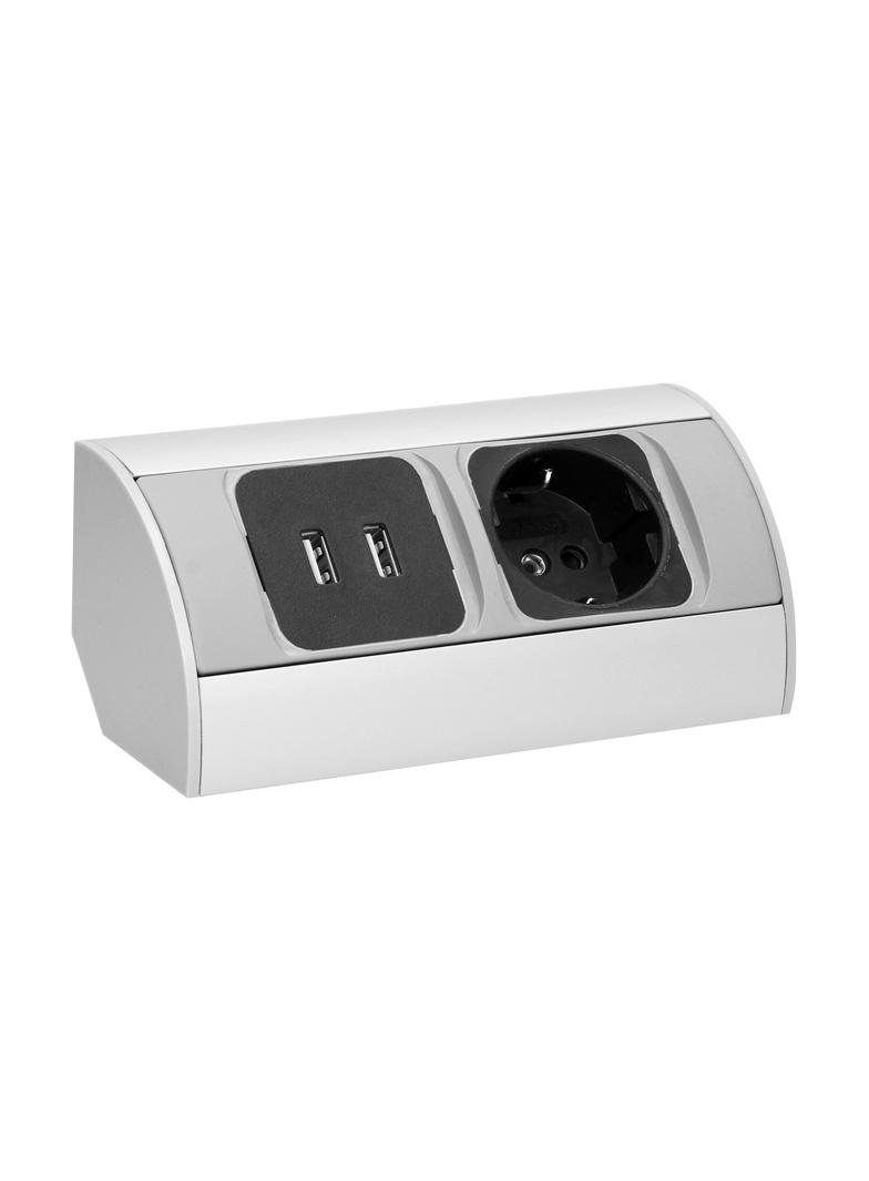 Gniazdo meblowe 1x2P+Z (Schuko), 2xUSB (typ A, 2,1A) OR-AE-1310(GS) ORNO