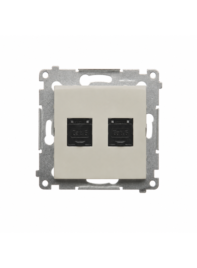 Simon 54 Gniazdo komputerowe RJ45 kat.6 podwójne kaszmir mat D62.01/42