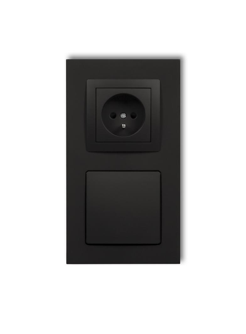 DECO Gniazdo ssące odkurzacza centralnego z gniazdem pojedynczym z uziemieniem DECOvac czarny mat