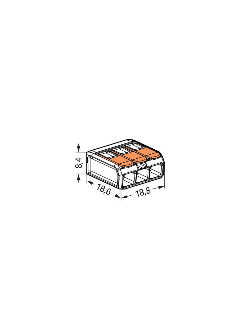 Szybkozłączka z dźwignią 3x 0,2‑4mm2 transparentna / pomarańczowa 221‑413 /50szt./ WAGO