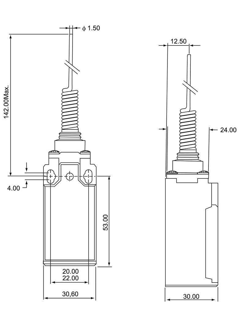 ŁĄCZNIK KRAŃCOWY (TWORZYWO) DZWIGNIA SPRĘŻYNOWA