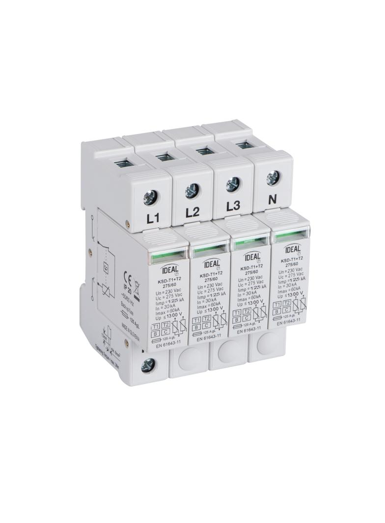 Ogranicznik przepięć B+C Typ 1+2 3P+N 30kA 1,5kV KSD-T1T2 275/240 3P+N 23920 KANLUX