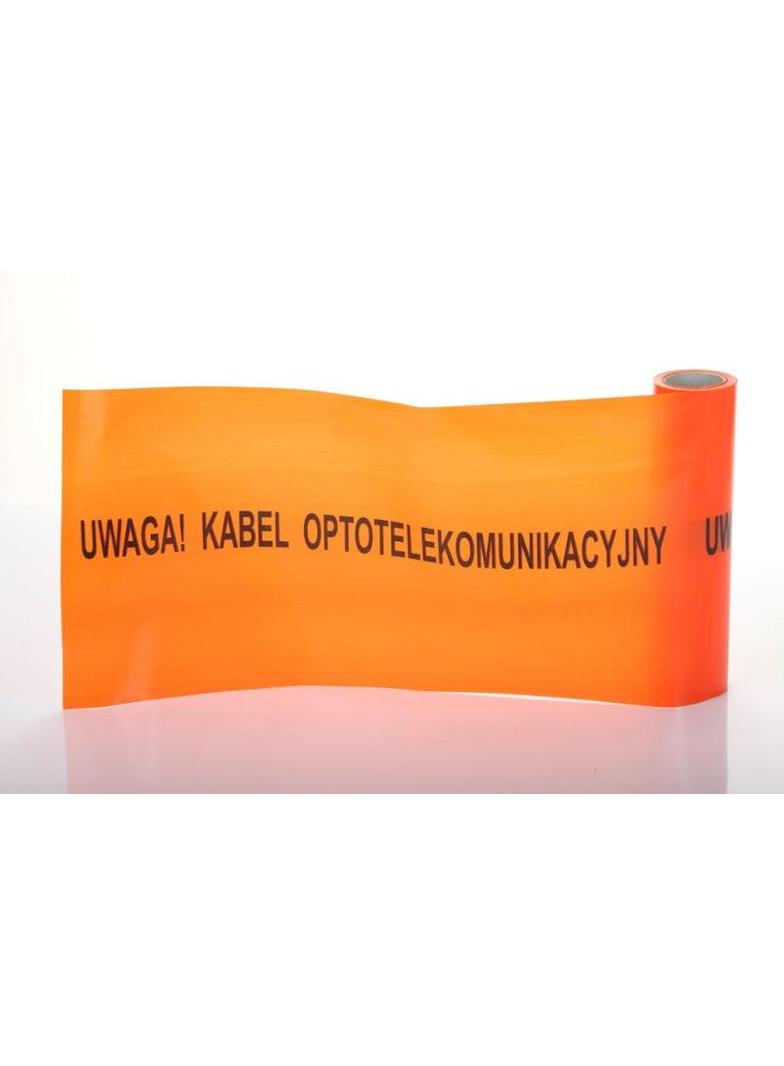 TAŚMA OSTRZEGAWCZA POMARAŃCZOWA SZER. 10 CM Z NADRUKIEM ''UWAGA KABEL OPTOTELEKOMUNIKACYJNY'', BEZ WKŁ TO-0pt/10 PTS Nova