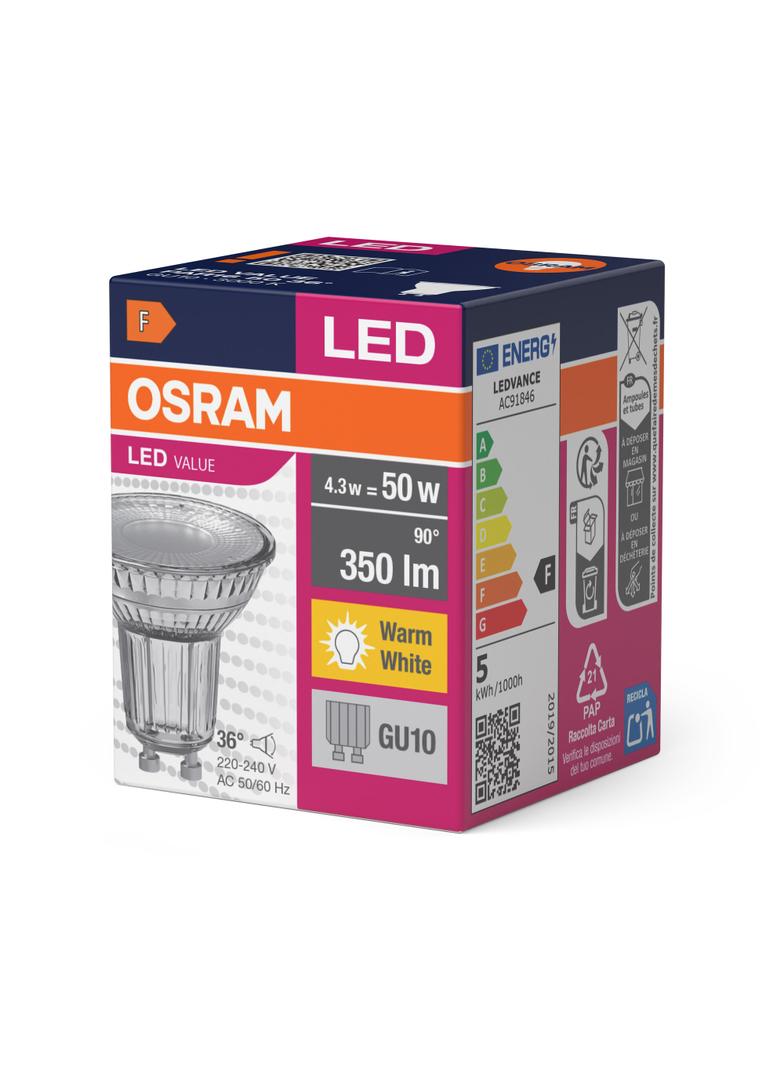 Żarówka LED 4,3W/830 GU10 VALUE PAR16 50 36st 4058075096622 LEDVANCE