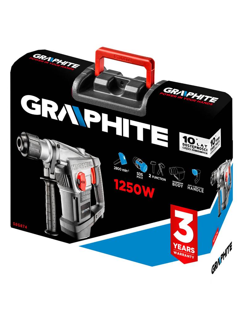 Młot udarowy SDS Max 1250W, walizka