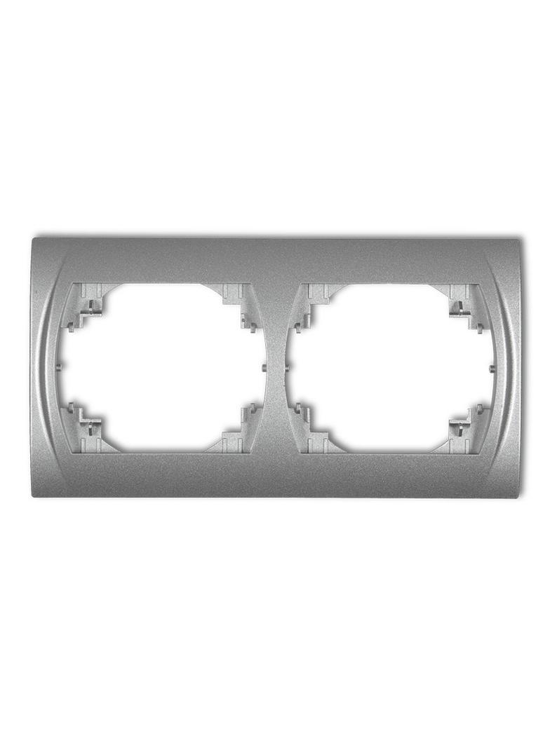 LOGO Ramka pozioma podwójna srebrny metalik