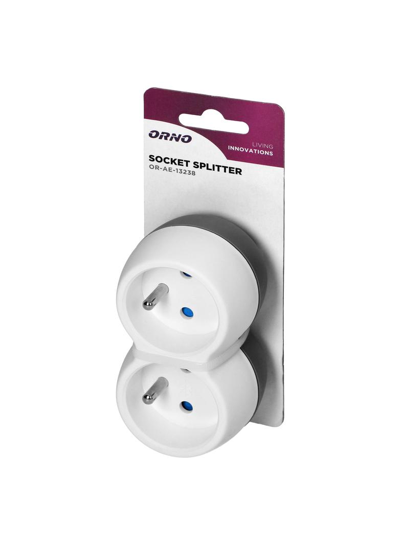 Rozgałęźnik 2x2P+Z, biało-szary OR-AE-13238 ORNO