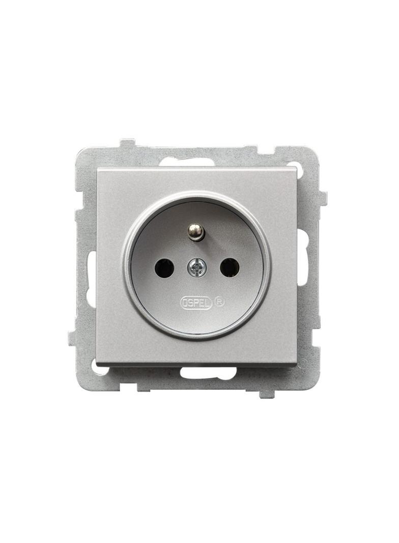 SONATA Gniazdo pojedyncze z uziemieniem - kolor srebro mat