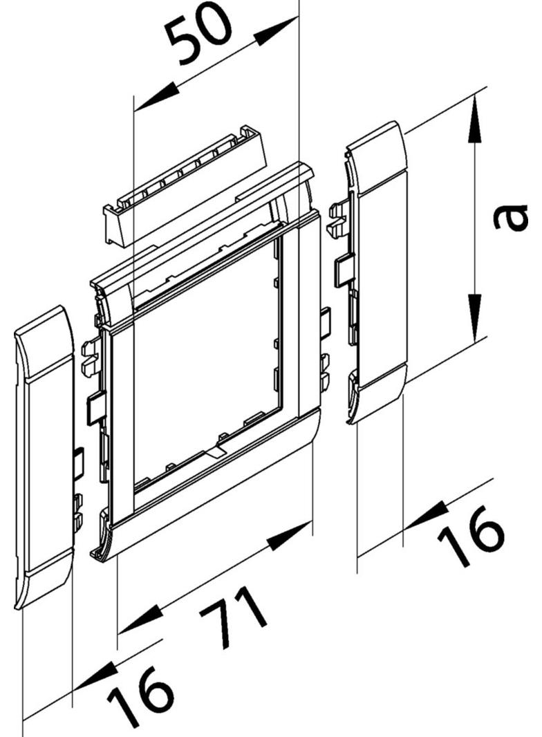 tehalit.WA Maskownica 80mm 1-kr 50x50mm pole opis. PC-ABS bezhalog. lakier alu