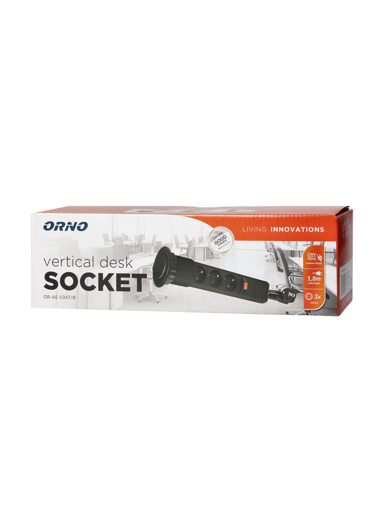 Gniazdo meblowe O6cm wysuwane z blatu z blokadą i przewodem 1,8m, 3x2P+Z, czarne OR-AE-1347/B ORNO