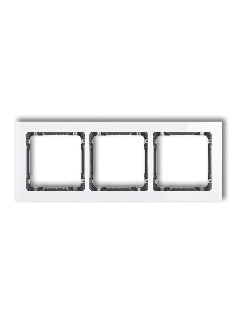 DECO Ramka uniwersalna potrójna - efekt szkła (ramka: biała; spód: grafitowy)