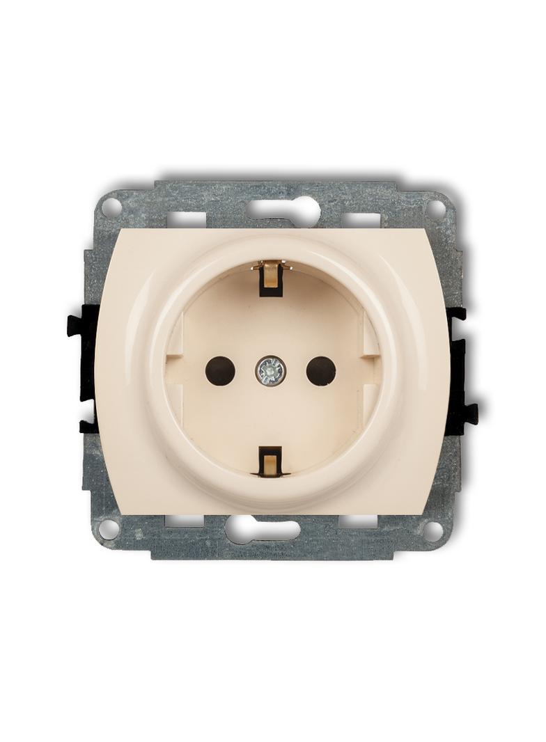 TREND Mechanizm gniazda pojedynczego z uziemieniem SCHUKO 2P+Z (przesłony torów prądowych) beżowy