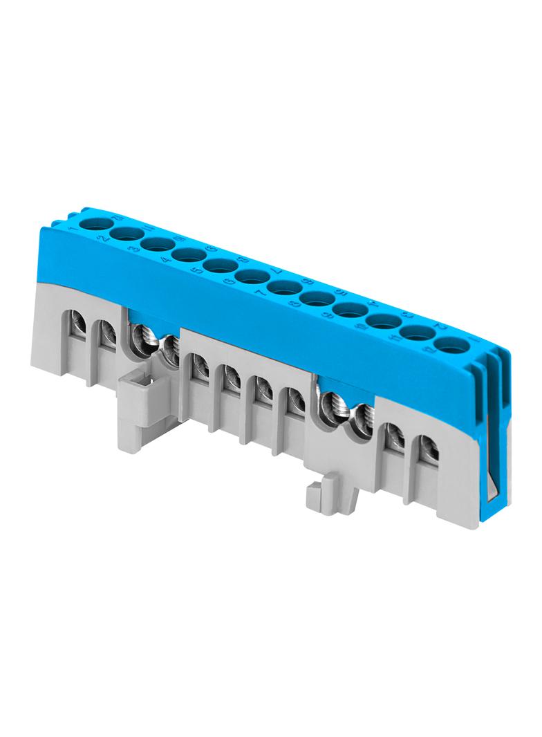 Listwa zaciskowa izolowana PRO, N, 12 przewodów, niebieski