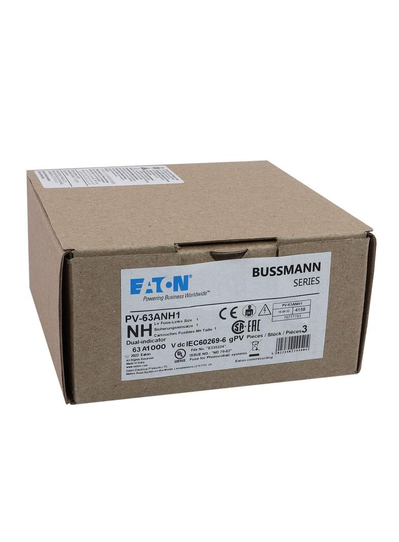 PV-63ANH1 Wkładka PV NH 63A 1000V DC PV rozmiar 1 podwójny wskaźnik PV-63ANH1 EATON
