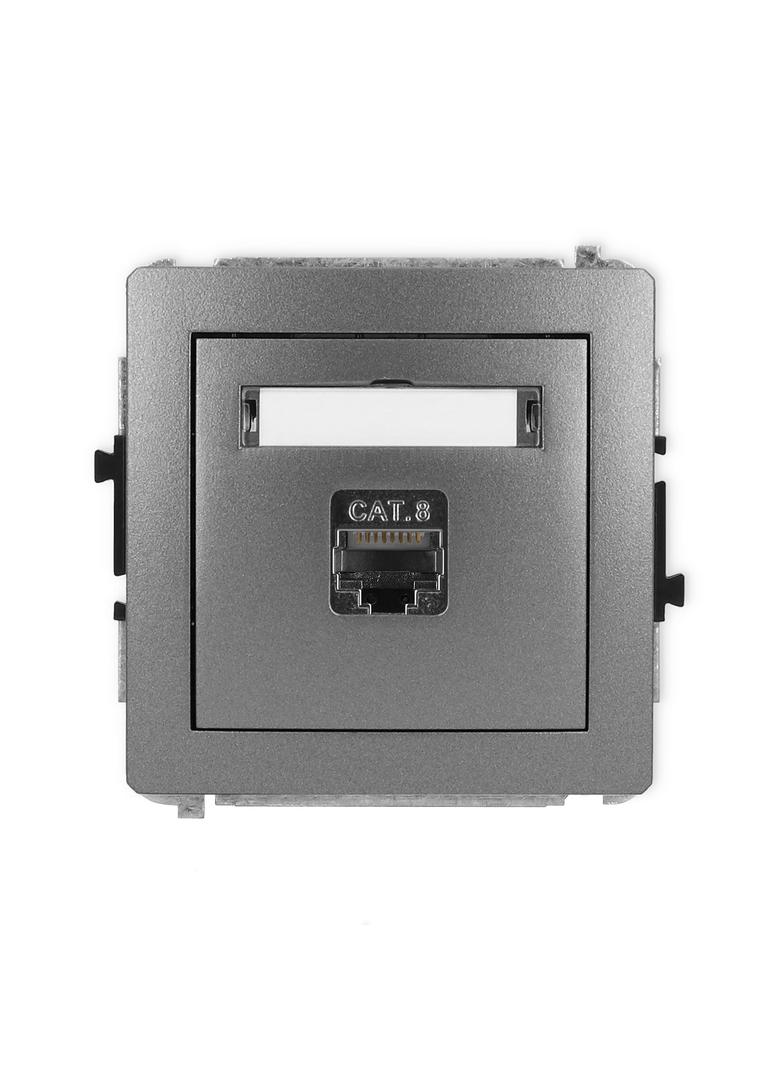 DECO Mechanizm gniazda komputerowego pojedynczego 1xRJ45, kat. 8, ekranowany, 8-stykowy grafitowy