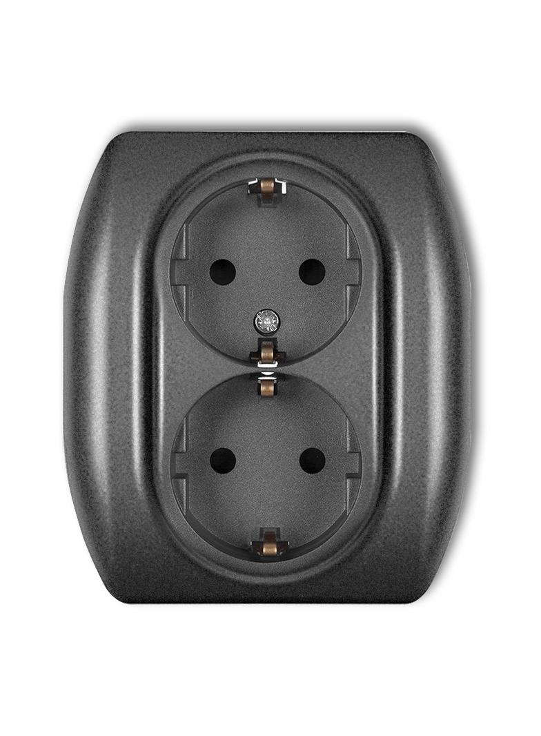 TREND Gniazdo podwójne z uziemieniem SCHUKO 2x(2P+Z) (przesłony torów prądowych) grafitowy