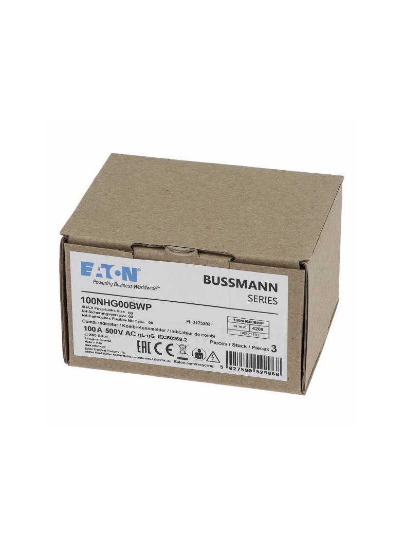 NH 100A 500V gG SIZE00 WEATHER RESISTANT NH LV 100A 500V gG rozmiar 00 WR 100NHG00BWP EATON