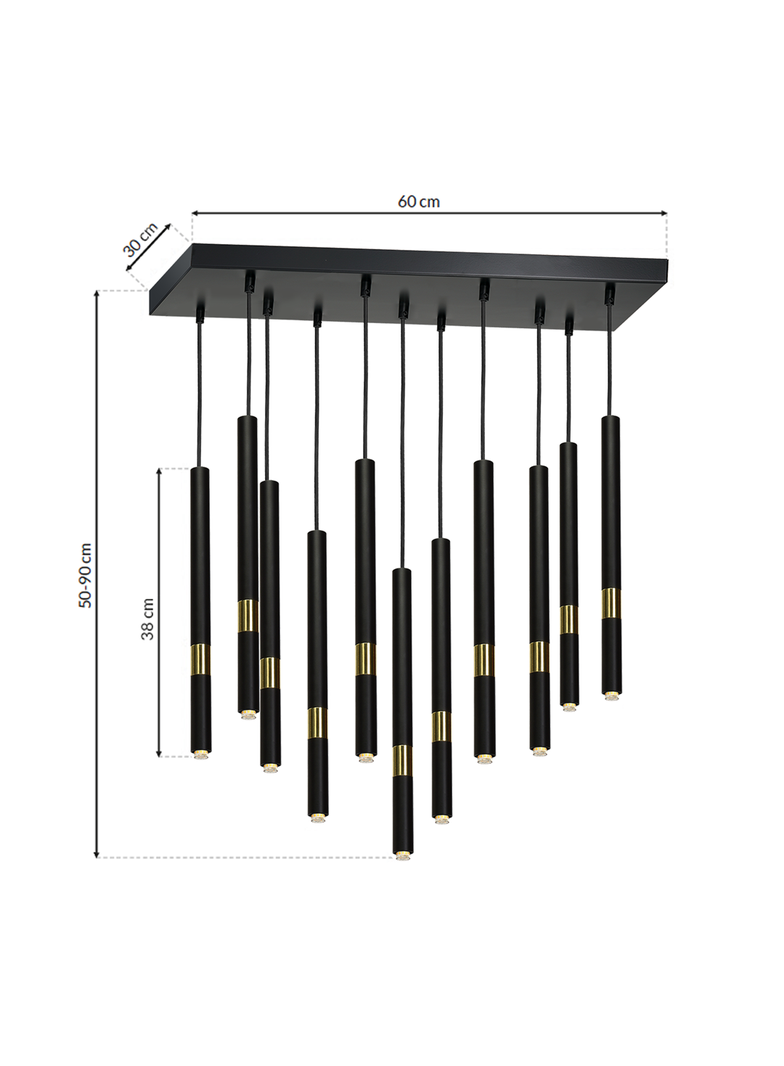 MILAGRO Lampa wisząca MONZA BLACK/GOLD 11xG9 8W