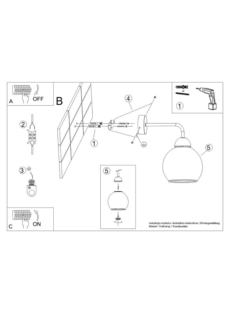 Sollux Kinkiet ALINO 1 czarny SL.1139