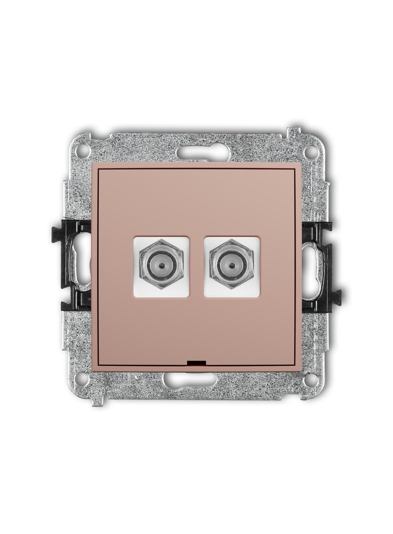 ICON Mechanizm gniazda antenowego podwójnego typu F (SAT) niklowany, bez pola opisowego łososiowy