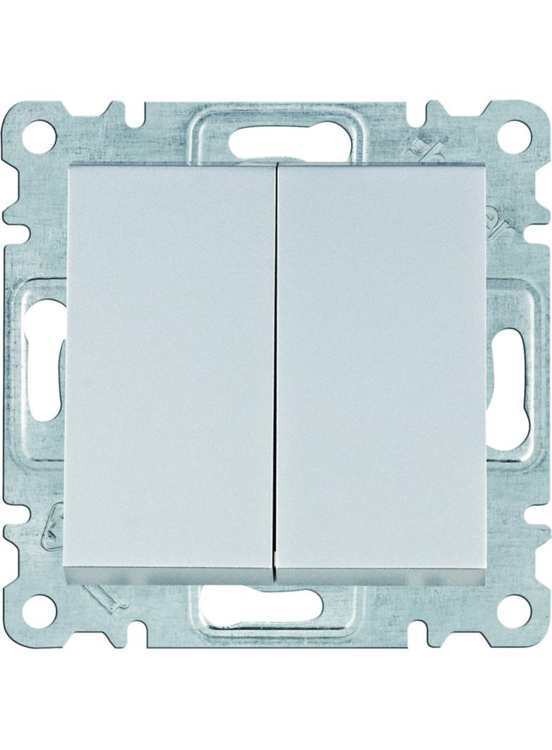 lumina Łącznik przyciskowy zwierny 2-klawiszowy, srebrny