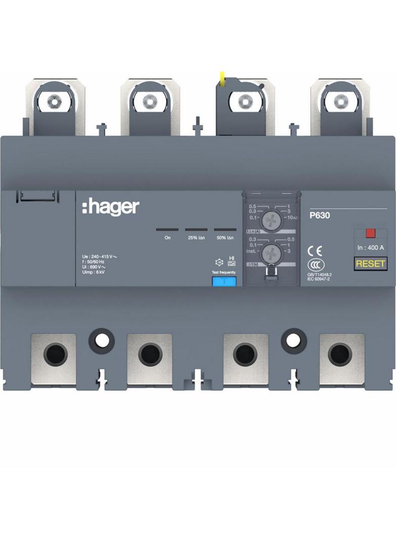 MCCB Blok RCD do P630 4P 400A Idn nastawny HBW400H HAGER