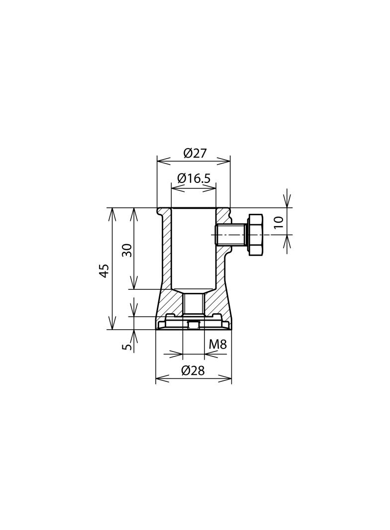 Gniazdo mocowania pręta izolacyjnego fi 16 mm, ze śrubą, ZG, stal nierdzewna NIRO
