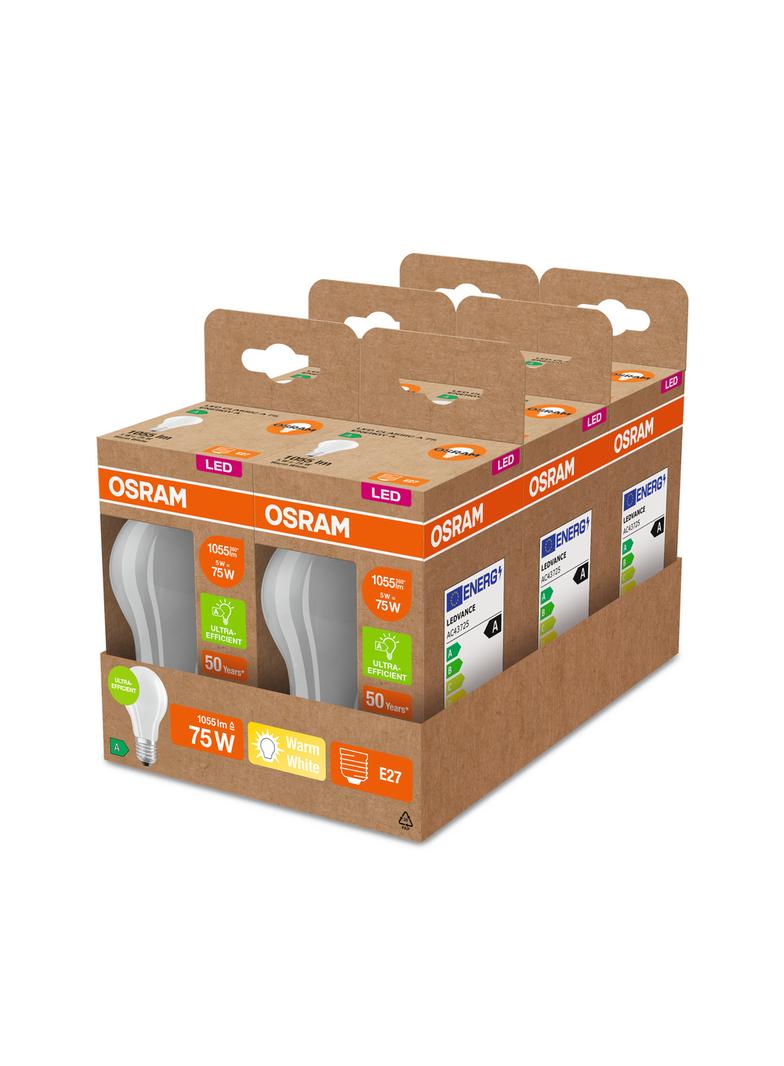 Lampa LED Classic A75 energooszczędna plastik 5W 830 E27 OSRAM