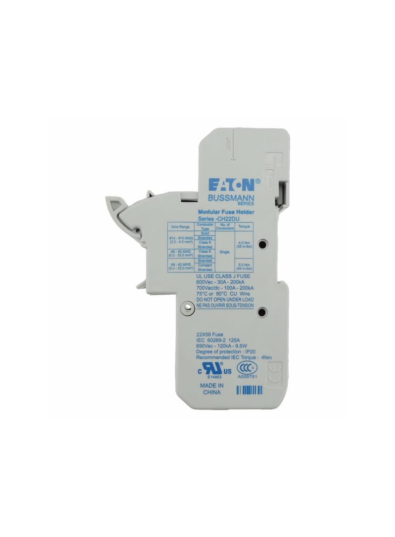 2 Pole 22x58 MFH Podstawa wkładki cylindrycznej 22x58 2P 125A 690VAC CH222DU EATON