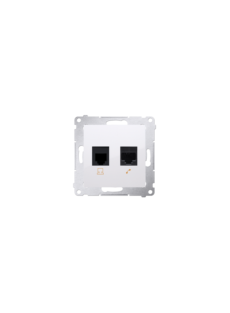 Simon 54 Gniazdo komputerowe RJ45 kategoria 5e + telefoniczne RJ12 biały D5T.01/11 KONTAKT