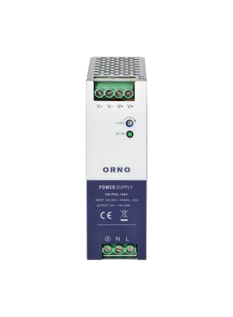 Zasilacz przemysłowy na szynę DIN 12VDC 10A 120W obudowa metalowa OR-PSU-1665 ORNO