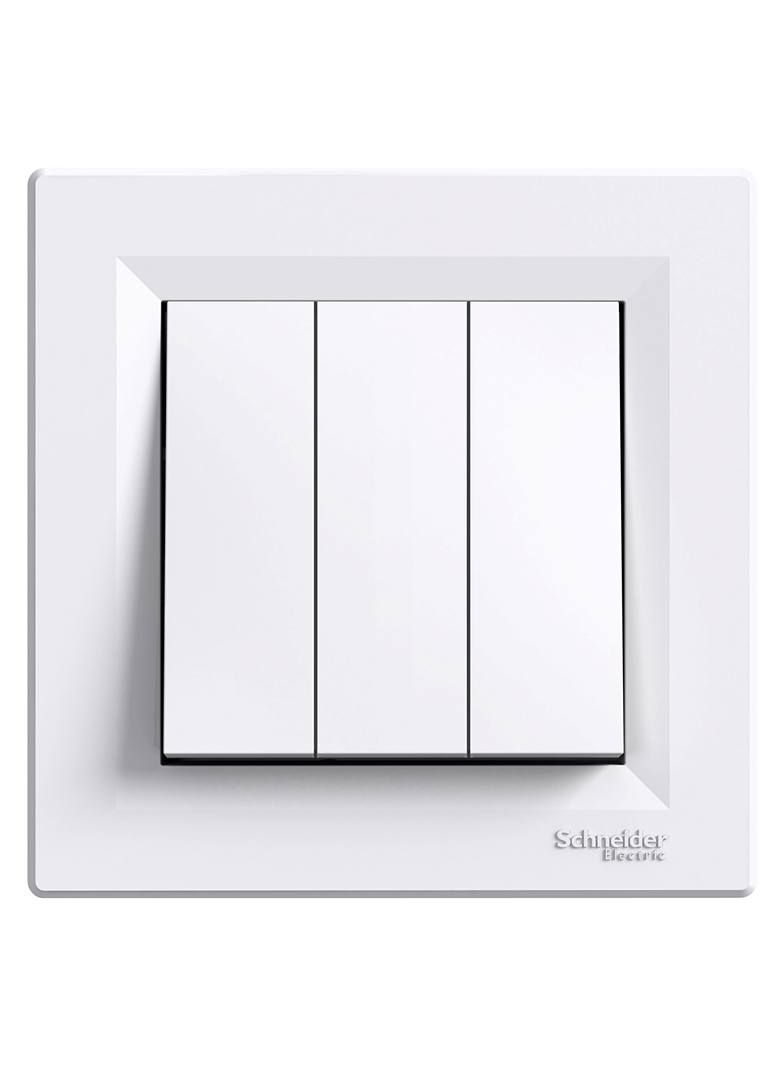 Asfora, łącznik potrójny z ramką, biały