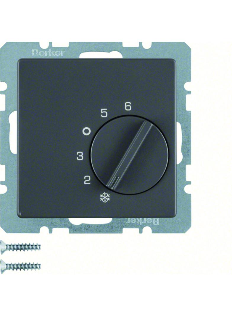 BERKER Q.x Regulator temperatury pomieszczenia z stykiem zmiennym i elementem centralnym antracyt ak