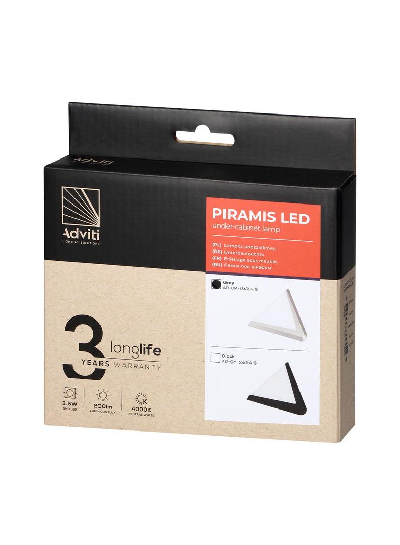 PIRAMIS lampka podszafkowa LED 3,5W, 200lm, 4000K, szara AD-OM-6563L4/G ORNO