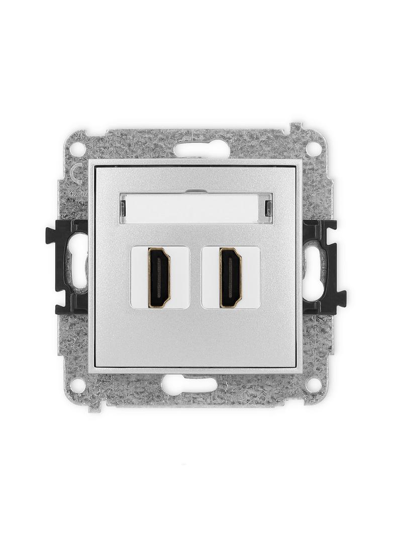 MINI Gniazdo podwójne HDMI 2.0, 4K srebrny metalik 7MHDMI-4 KARLIK