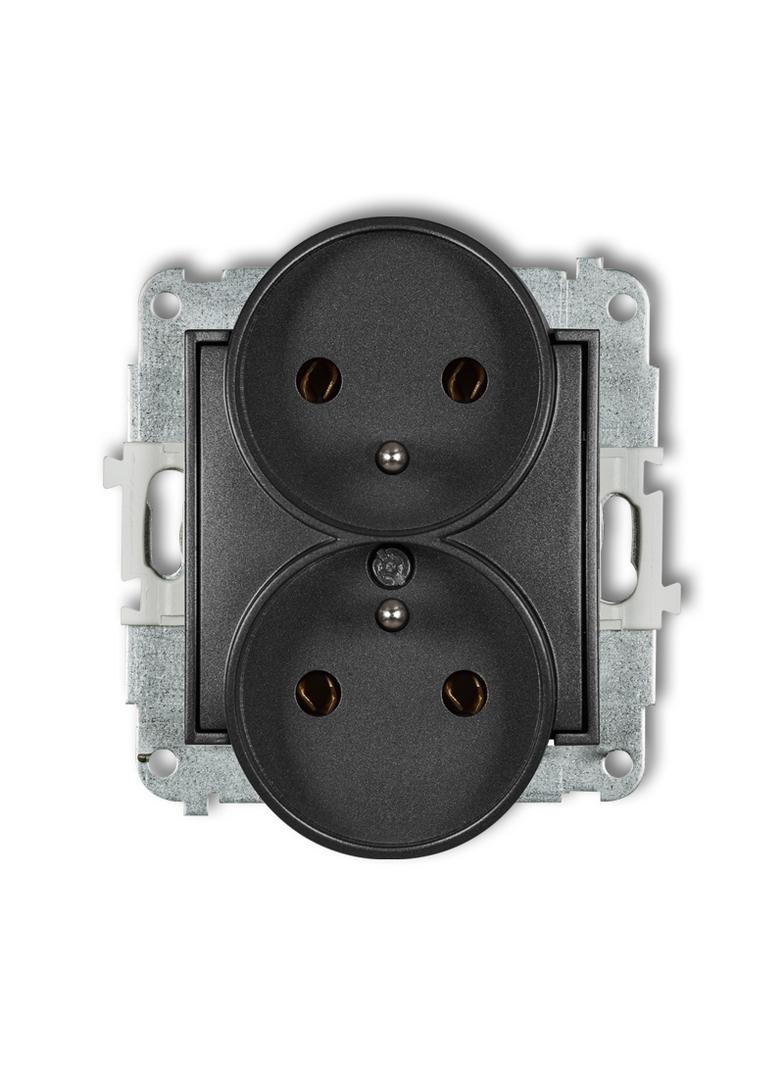 MINI Mechanizm gniazda podwójnego do ramki z uziemieniem 2x(2P+Z) (bez przesłon torów prądowych) gra