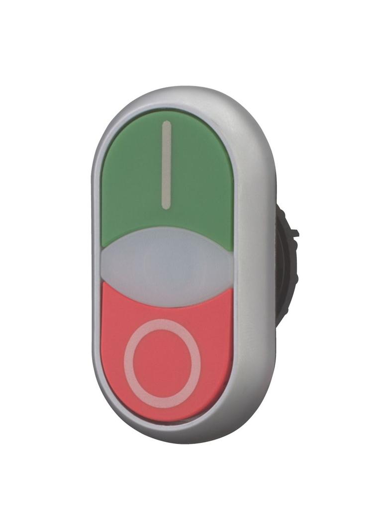 M22-DDLF-GR-X1/X0 Przycisk podwójny zielony/czerwony /O-I/ z samopowrotem i z możliwością podświetle