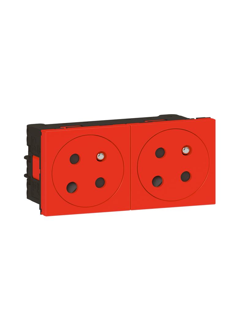Mosaic Gn 2x2P+Z Z Blokadą Podłącz Przez Zaciski Automatyczne-4 Moduły Czerwone 16A-250V 278184L LEGRAND