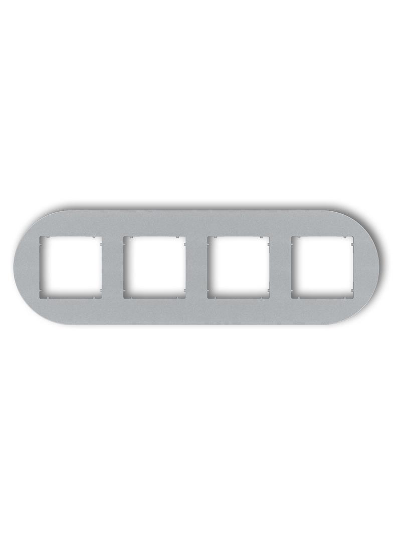 MINI Ramka uniwersalna poczwórna okrągła z tworzywa srebrny metalik