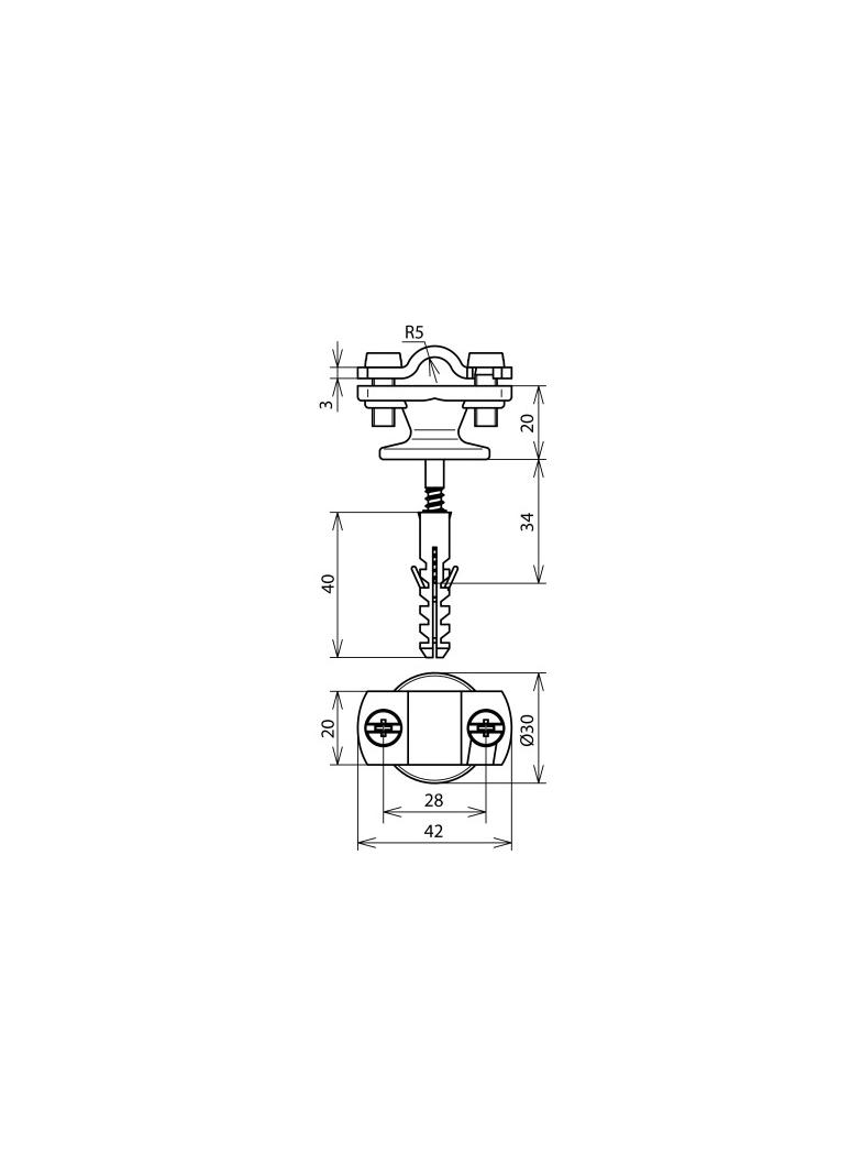 Wspornik do drutu 7-10 mm, z kołkiem 8 mm, ZG-St