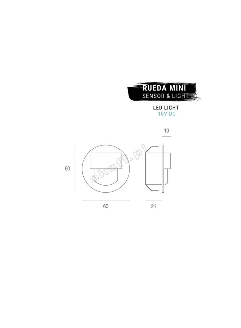 RUEDA mini –  K(szlif) / WW (ciepły biały)   [obud. INOX]