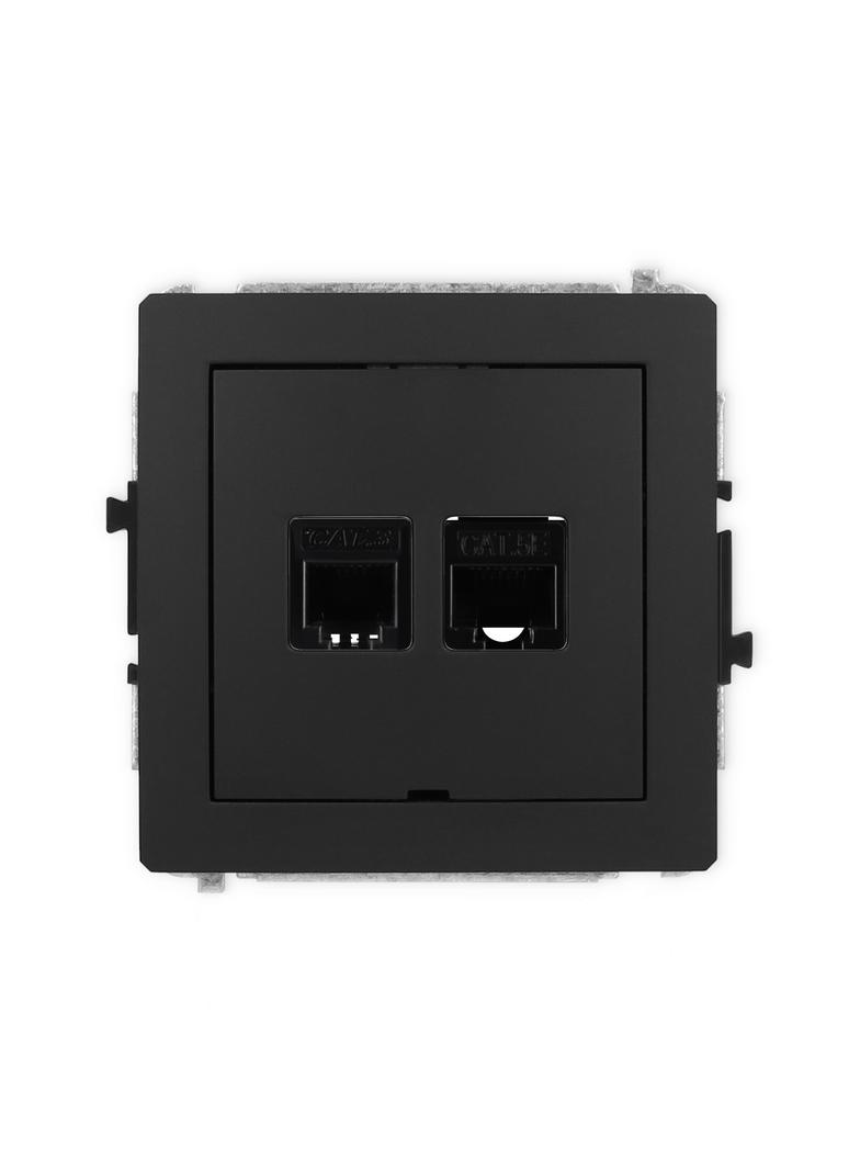 DECO Mechanizm gniazda telefonicznego pojedynczego 1xRJ11 + komputerowego pojedynczego 1xRJ45, kat.