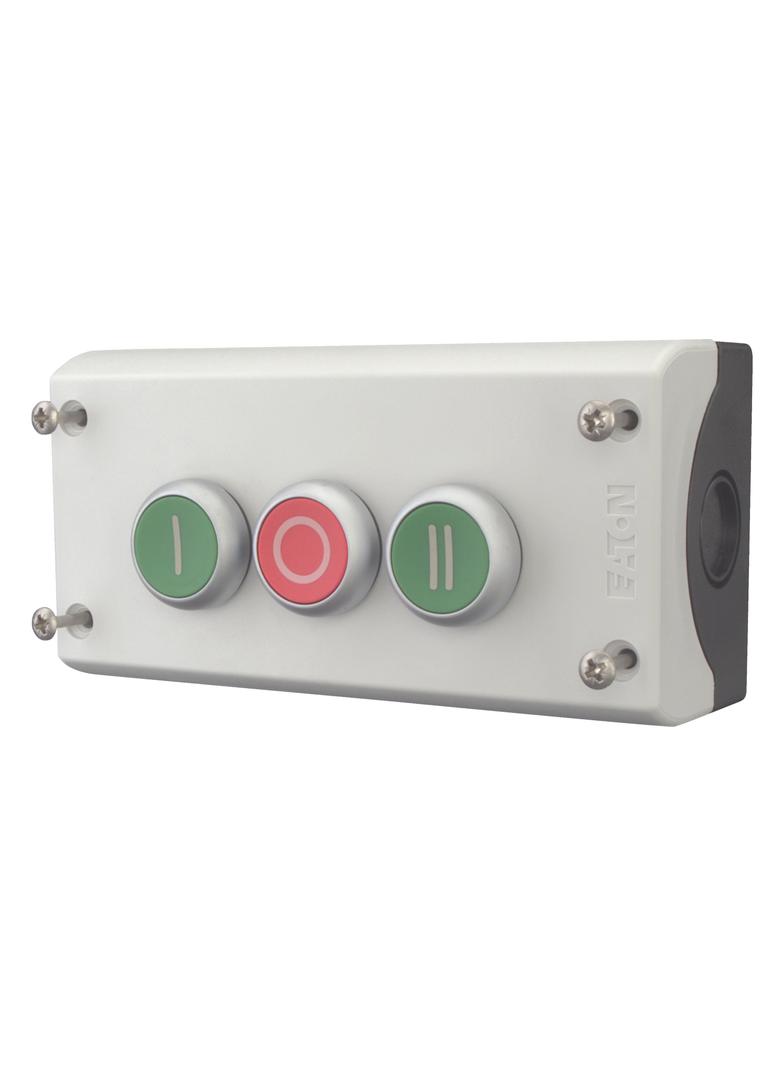 M22-I3-M1 Kaseta sterownicza 3-otworowa z przyciskami zielony/czerwony/zielony IP65 216532 EATON