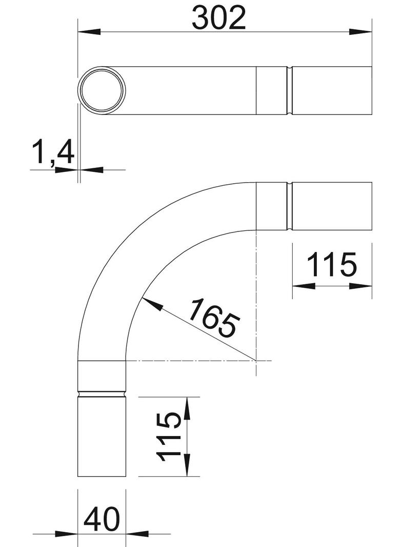 SB40 W ALU, Kolanko rurowe alu