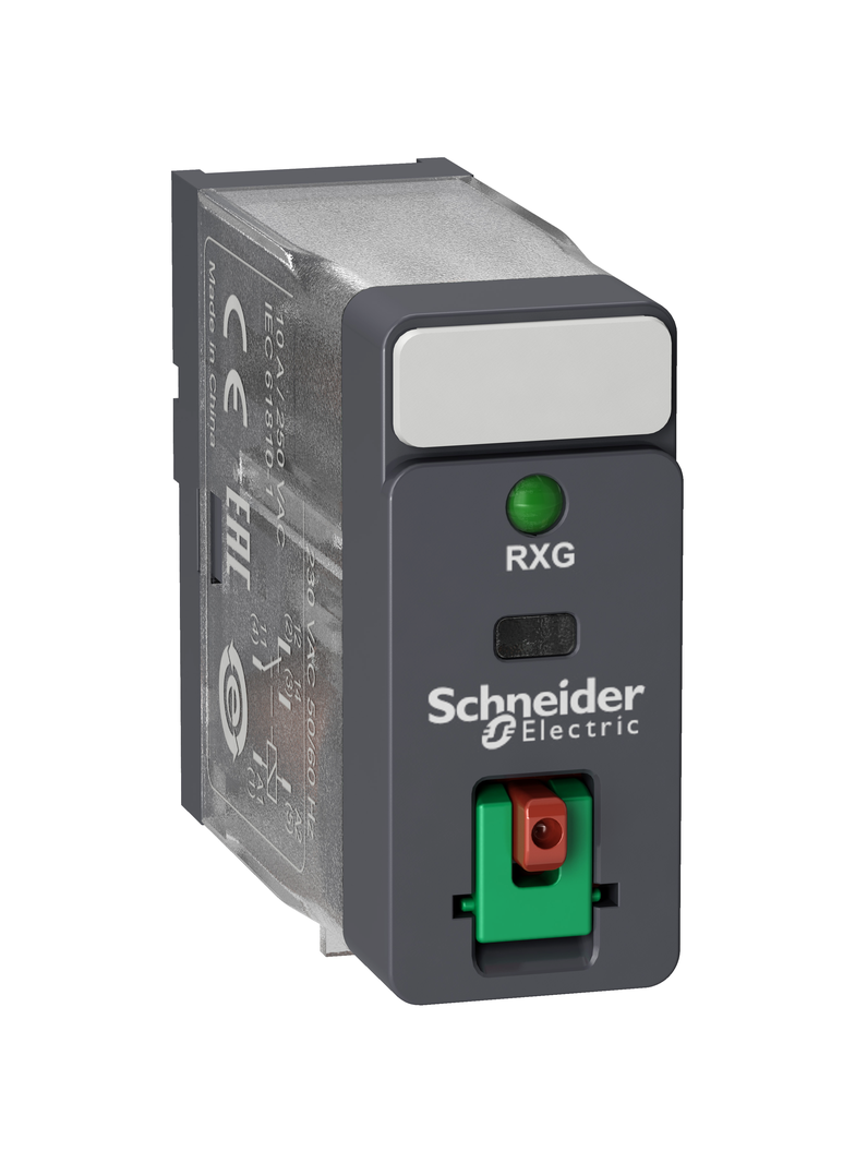 Zelio Relay Przekaźnik interfejsowy z przyciskiem test i LED 1C/O 10A 230VAC RXG12P7 Schneider